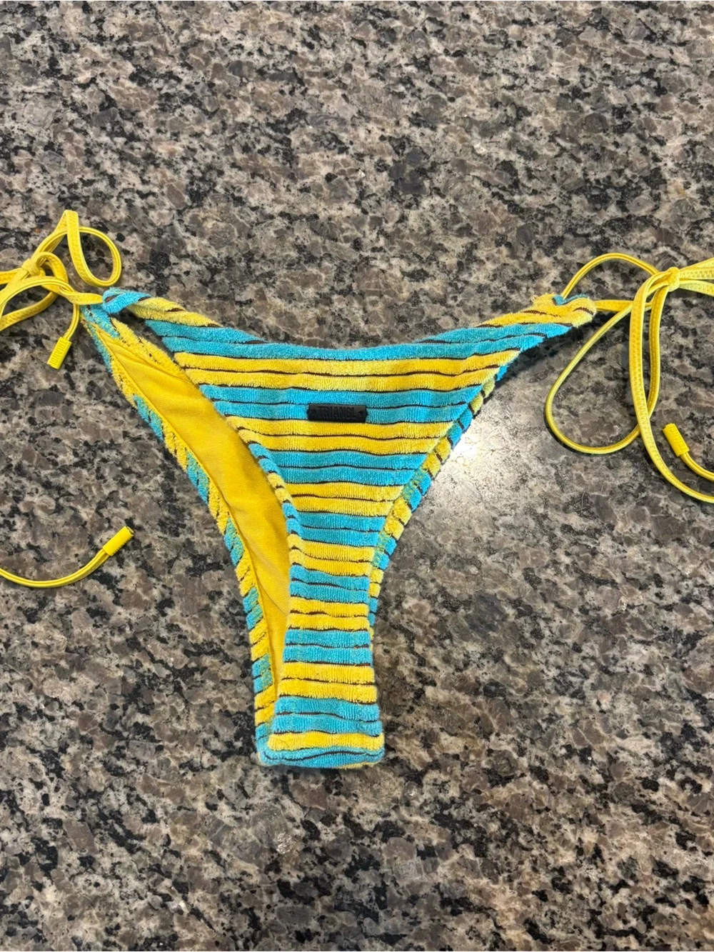 triangl swimwear Yellow & Turquoise Striped Tie-Side Bikini Bottom